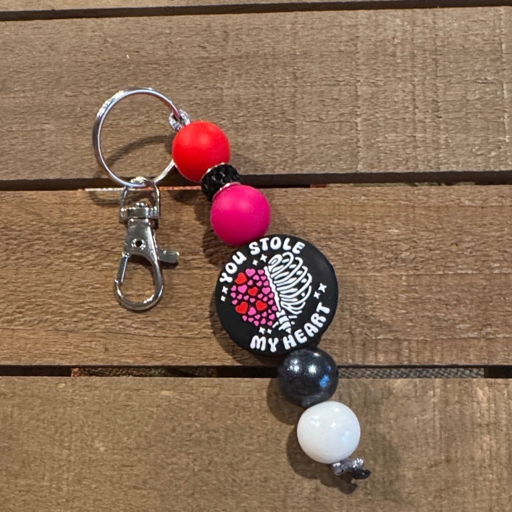 Heart Keychain with Colorful Beads